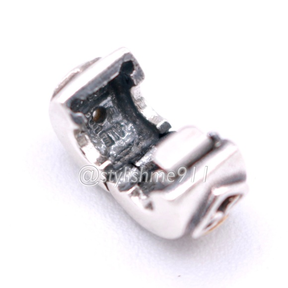 RARE - Authentic Pandora Double Heart Diamond Clip With 14K Gold - Picture 13 of 14